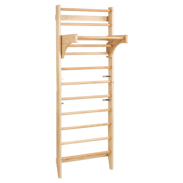 Svenska väggstege, 10-stegs trä, pull-up-stång, 220 lb