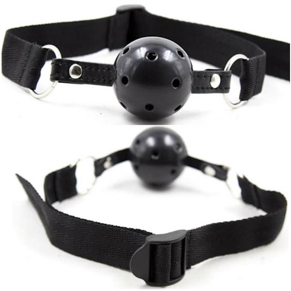 Ohmama Fetish Svart Tyg Andas Ball Gag