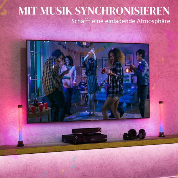 Sæt med 2 bordlamper, bordlampe med app og fjernbetjening, musiksynkronisering, farvetilstande, timer, smart sengelampe til stue, legerum, hvid