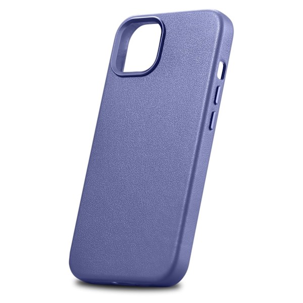 Naturligt læder cover til iPhone 14 MagSafe Cover Lædercover lys lilla