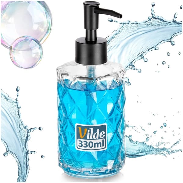 Glastvåldispenser, 330 ml – Transparent, enkel påfyllning