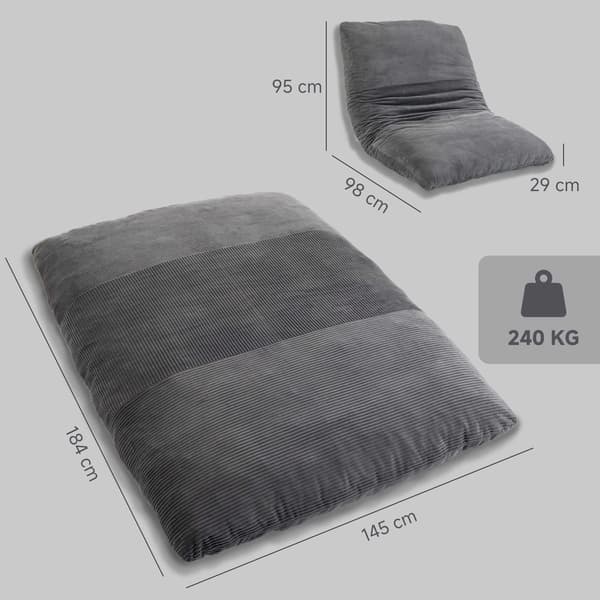 Konvertibel bäddsoffa i sladd, mörkgrå, 145x184 cm