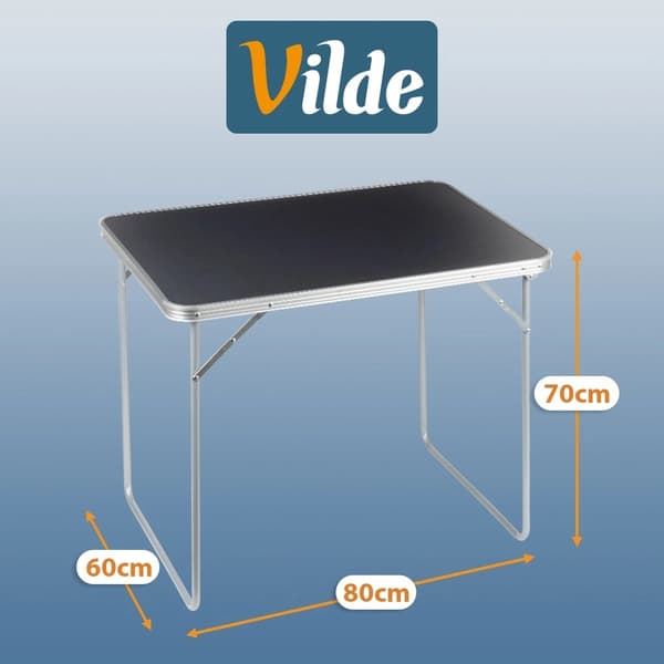 Hopfällbart campingbord i metall, grafit, 80x60x70 cm