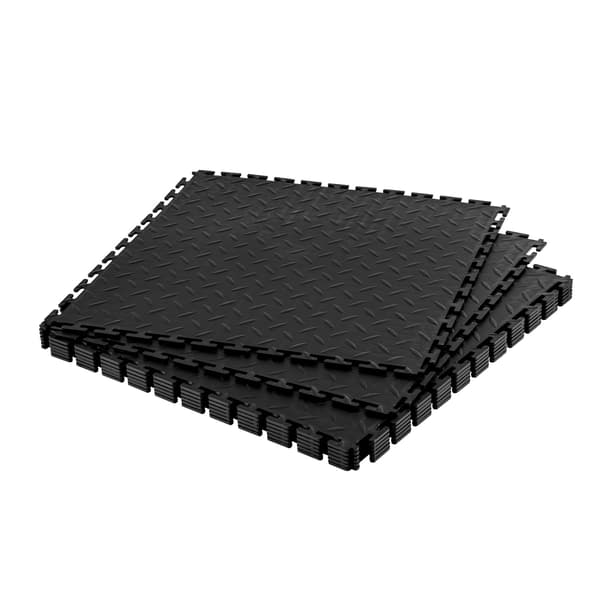 Sammanfogade garagegolvplattor, 8-pack PVC, svarta