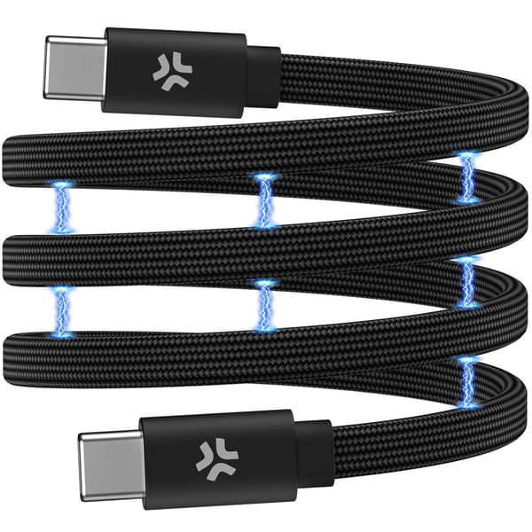 USB-C - USB-C -kaapeli 60 W, magneettinen punottu litteä 2 m