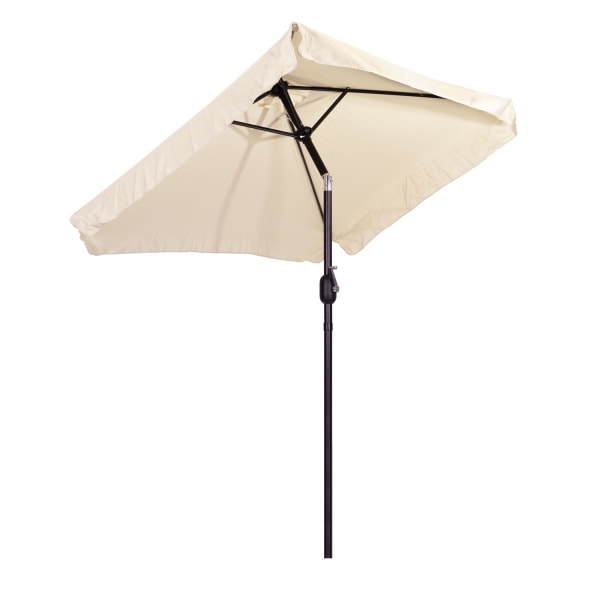 Rektangulärt stort lutande trädgårdsparaply med vev, beige, 200 x 140 cm