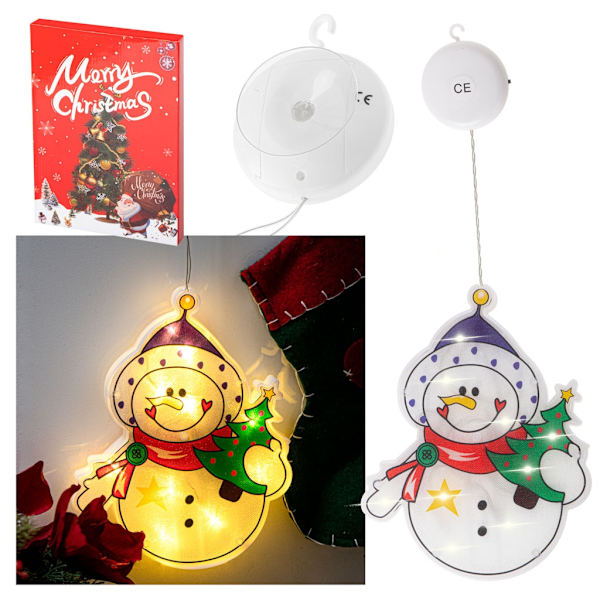 LED pendellys juledekoration snemand