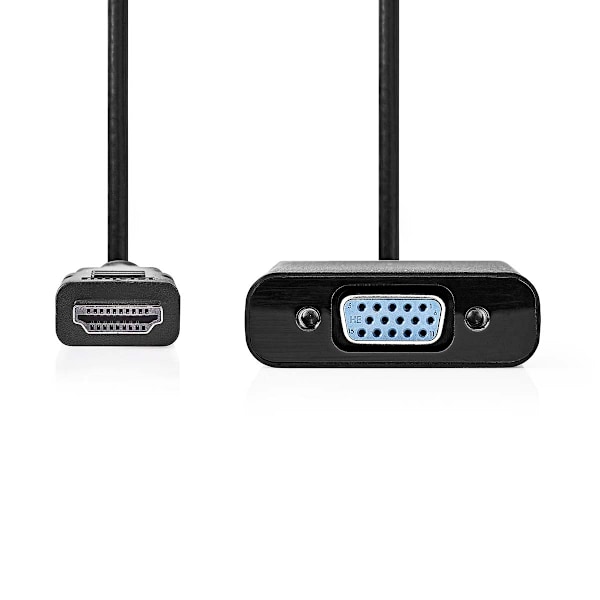 VGA-adapter | HDMI™ Stik | VGA Hun / 3.5 mm Hunstik | Nikkelplateret | Lige | PVC | Sort | Box
