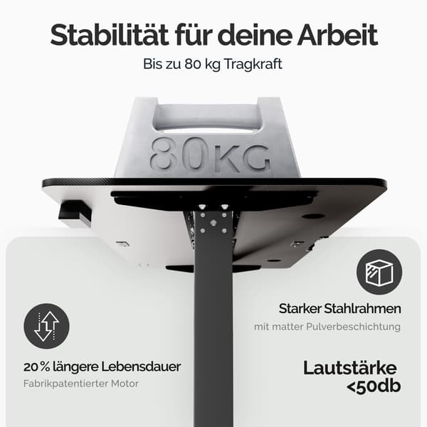 Ställbart ståbord, svart, 160x75 cm, LCD-skärm