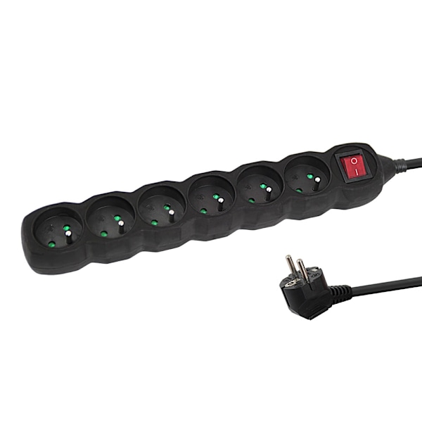 Esperanza Power Strip 6 Sockets Switch 3M Sort