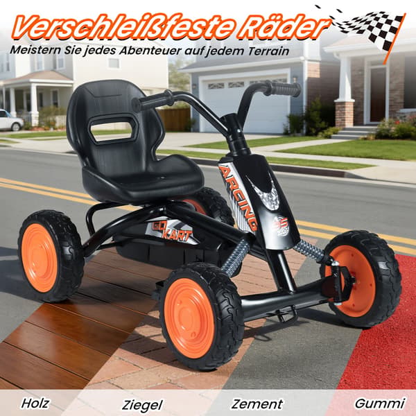 Børne-gokart med justerbart sæde, sort, alder 3-8