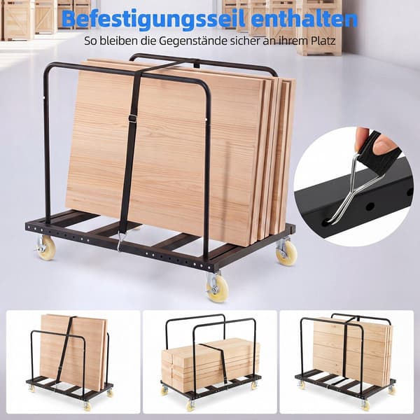 Kestävä taittuva pöytäkärry lukittavilla pyörillä