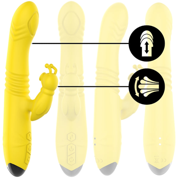 Intense - Toky multifunktionsvibrator op og ned med klitorisstimulator gul
