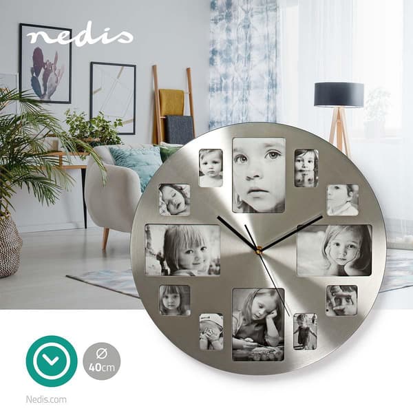 Väggklocka | Diameter: 400 mm | Metall | Silver