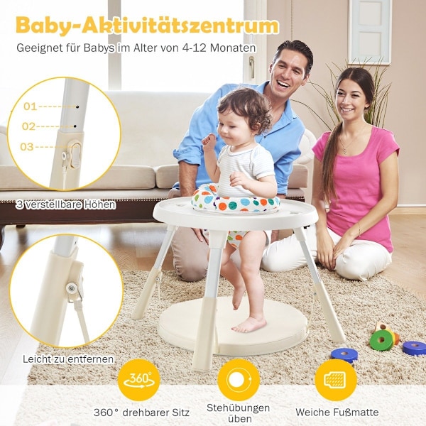 Højdejusterbar 6-i-1 baby højstol beige højstol & spisestuestol & børne siddegruppe
