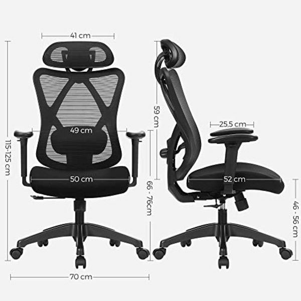 Ergonomisk kontorstol med justerbar hældning og lændestøtte