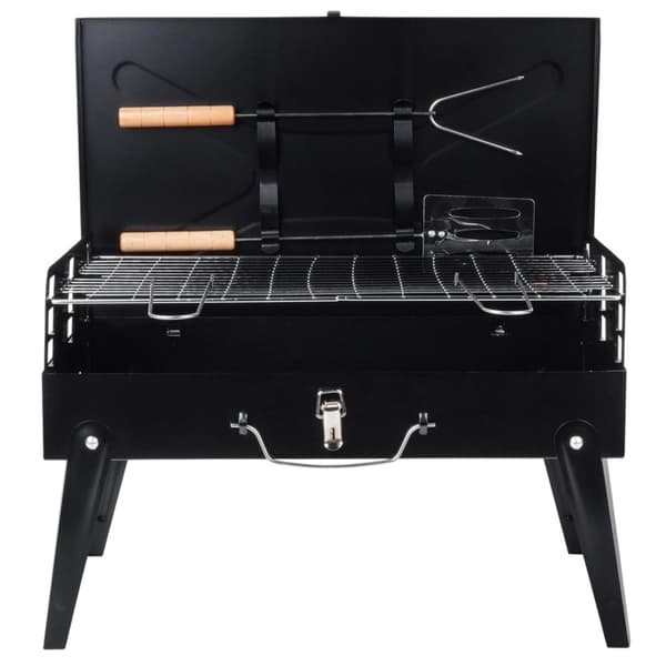 Bærbar kulgrill med tilbehør, 43x26x29 cm