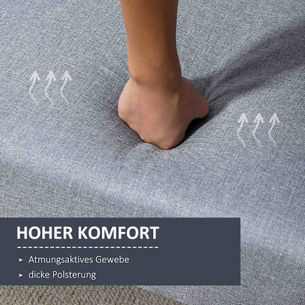 Bäddsoffa, 2-sits soffa med sovfunktion, justerbart ryggstöd, tjockt vadderad soffa, armstöd, bäddsoffa med träben för vardagsrum, gästrum, 173 x 75 x