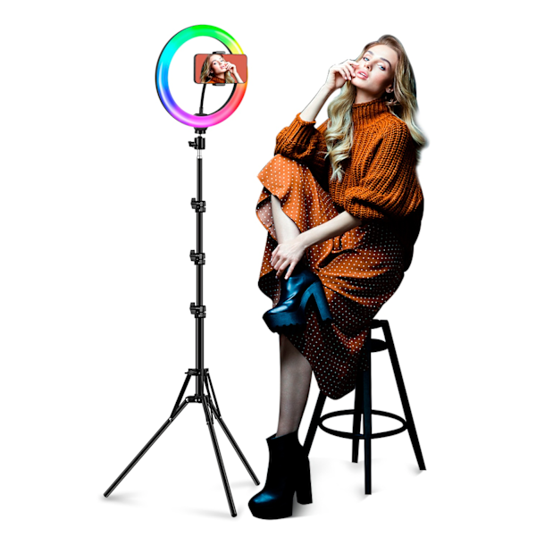 Selfie Ring Led Lys 26 Cm Med Juster