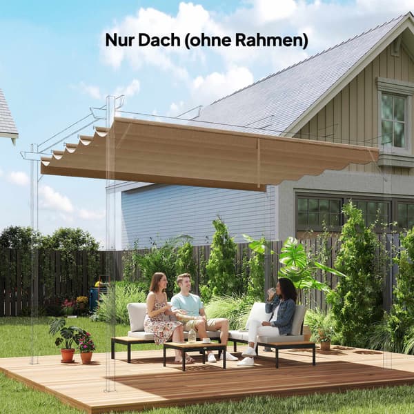 Udtrækkelig pergola-overdækning 3x3m, brun, polyester