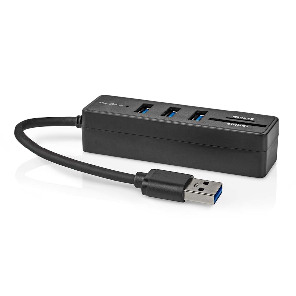 USB-hub | USB-A Han | 3x USB A Hun | 5-Port port(s) | USB 3.2 Gen 1 | USB Drevet | 5 Gbps | SD & MicroSD