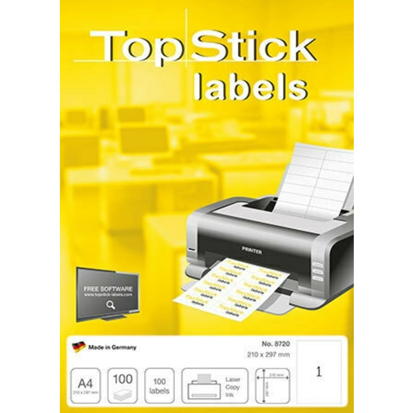 TopStick 8720 - udskrivning af etiketter, 1 del, 210 x 297 mm