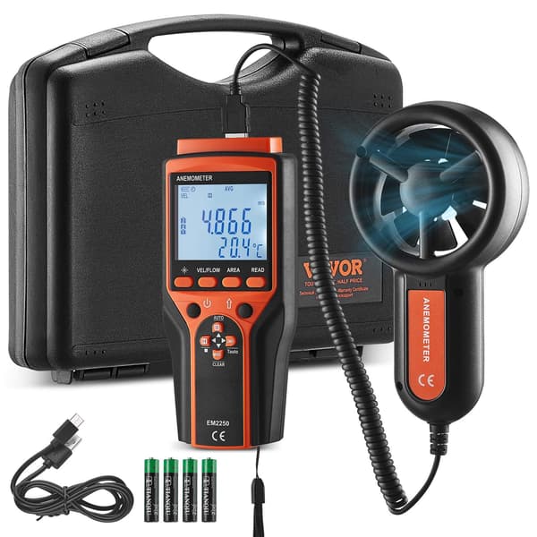 Håndholdt anemometer med delt vinge, CFM, 14-140F, baggrundsbelyst