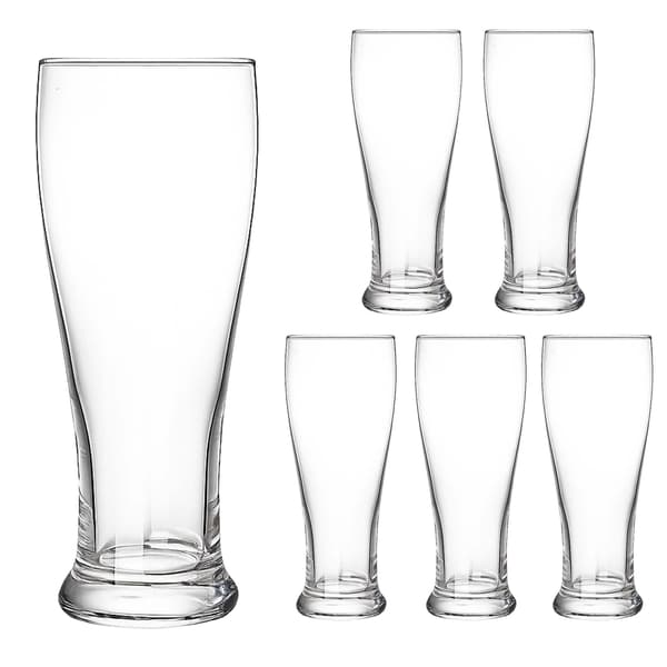 Set med 6 klara ölglas, 460 ml, diskmaskinssäkra