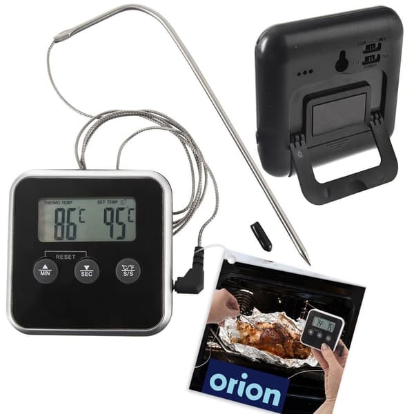 Digitalt køkkentermometer med sonde, display og timer
