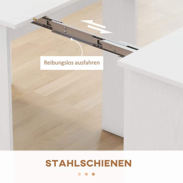 Utdragbart matbord, vitt, 60-180 x 85 x 75 cm