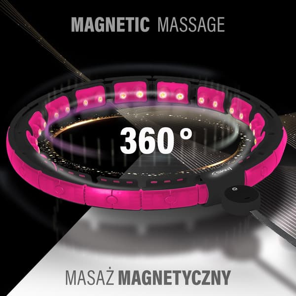Magnetisk viktad hula-båge, svart/rosa, med disk
