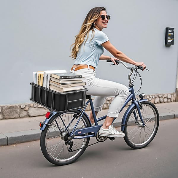 Cykelkorg bak, Medium, Lastnät, Innerfoder, Regnskydd