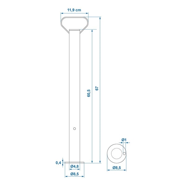 Stativ 48mm 650mm