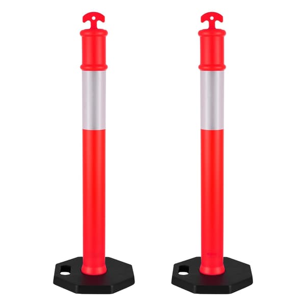 Trafikafgrænsningsstolper, 2-pak, 1140 mm, reflekterende, vægtet base