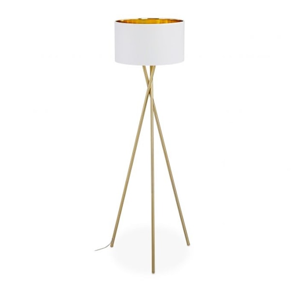 Golvlampa trebent i vitt & guld
