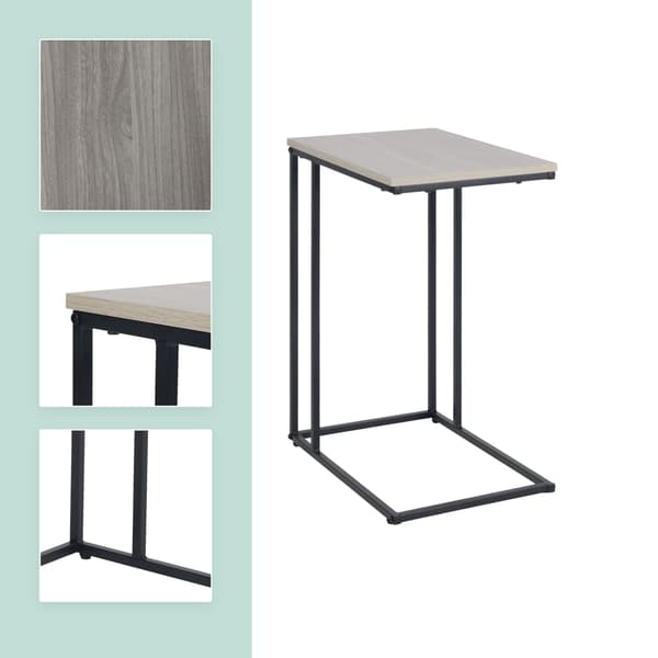 C-format sidobord, träeffektskiva, metallram
