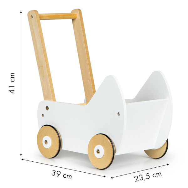 Docka barnvagn rullator i trä ECOTOYS