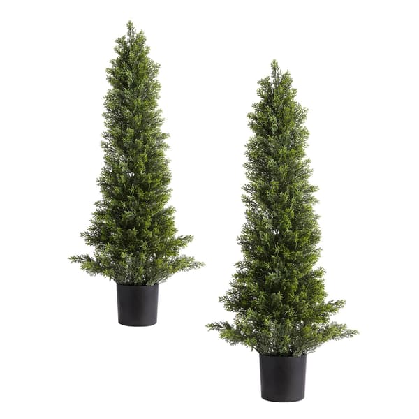Konstgjorda topiary cederträd, set om 2, 91 cm