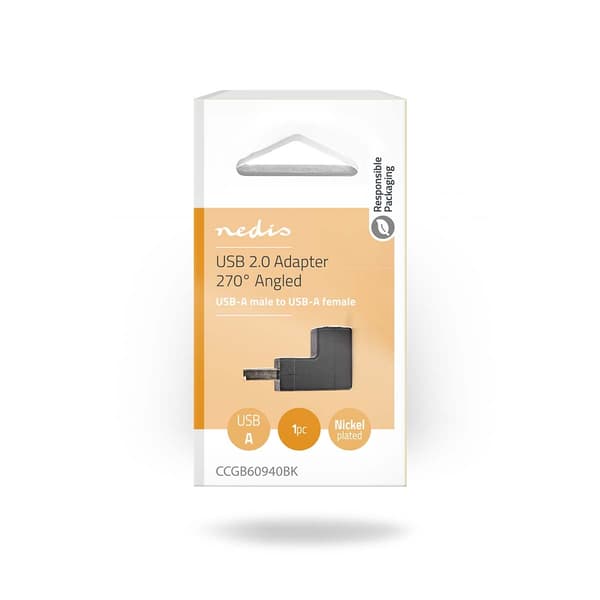 USB-A Sovitin | USB 2.0 | USB-A Uros | USB-A Naaras | 480 Mbps | Pyöreä | Niklattu | PVC | Musta | Laatikko