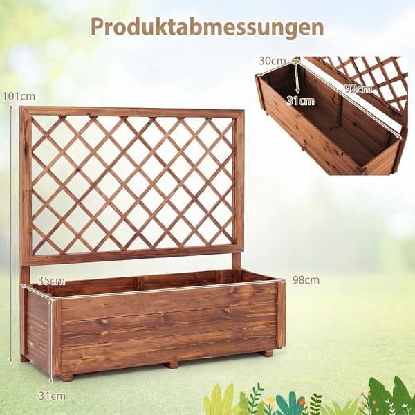 Højbed i træ med espalier, 91 x 33 x 101 cm