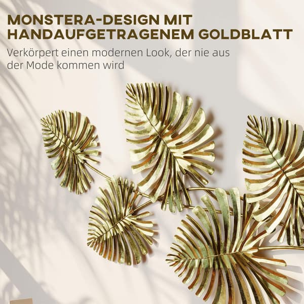 Väggdekorationsset i metall, bladgulddesign