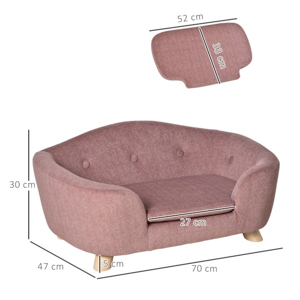 Koiran Sänky Koiran Sohva Koiran Sohva Koiran Matto Tyynyllä Takatasku Pehmo Vaahtomuovi Männynpunainen 70 X 47 X 30 Cm
