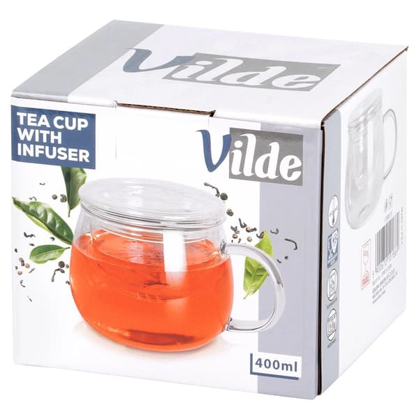 Glaskrus med teinfuser og låg, 400 ml
