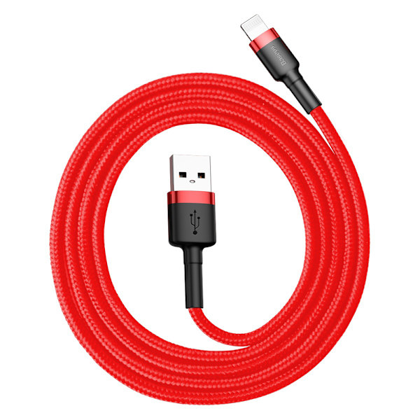 Kestävä joustava kaapeli USB-kaapeli Iphone Lightning QC3.0 2.4A 1M punainen