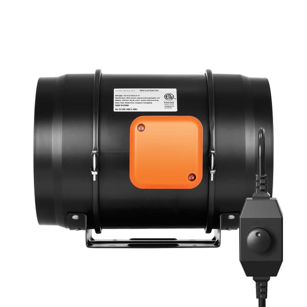 Inline-kanalventilator 8 tommer 506 CFM, variabel hastighedsregulator