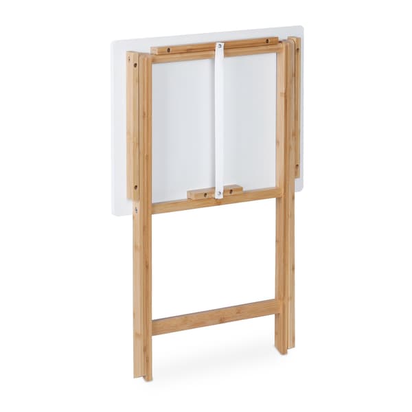 Vitt hopfällbart bord i bambu