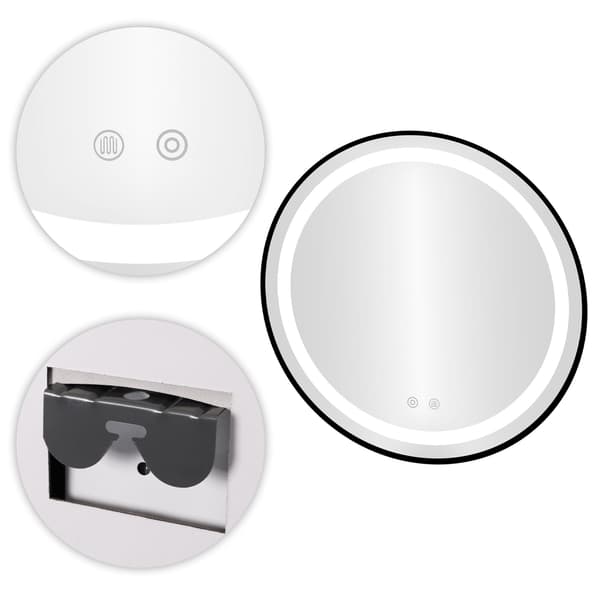LED badeværelsesspejl, rundt 80 cm, touch control, 3 lysfarver