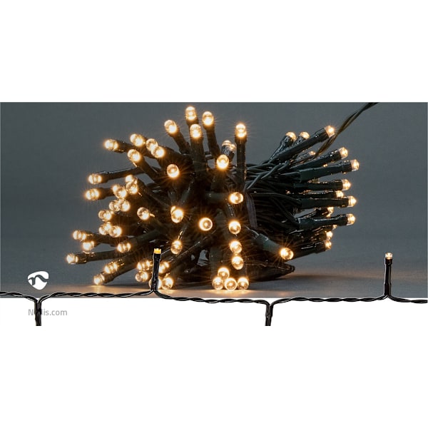 Julebelysning | Snor | 96 LED's | Varm Hvid | 7.20 m | Lyseffekter: 7 | Indendørs eller udendørs | Batteri