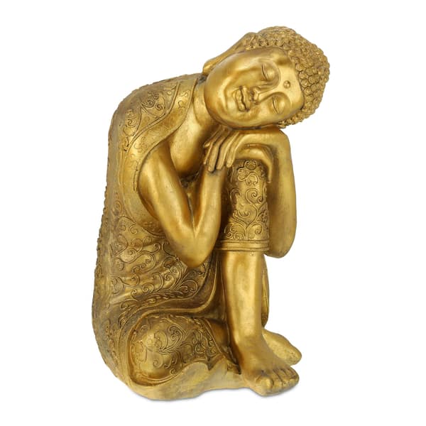 Buddha statue med hoved på knæ