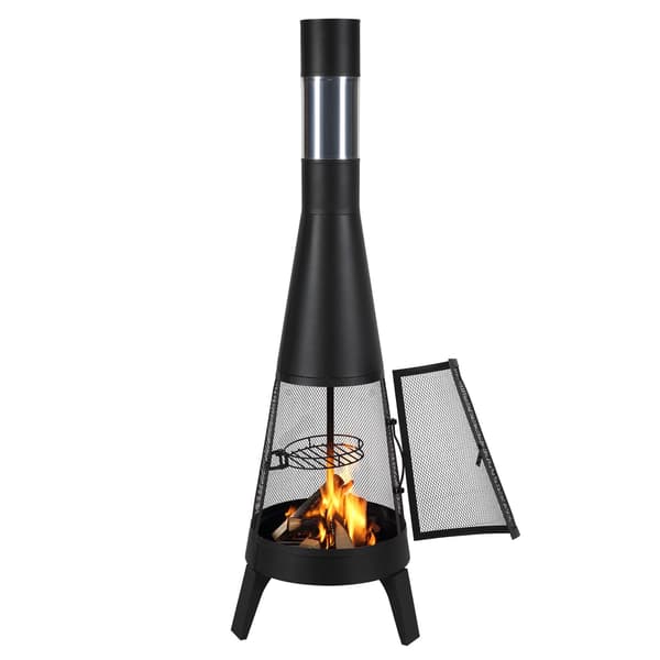 Chiminea 20 tums vedeldad eldstad med grill